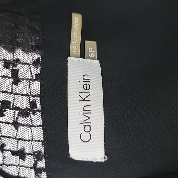Calvin Klein Womens Fit and Flare Black Sleeveless Formal Lace Dress Size 6P - Picture 10 of 17